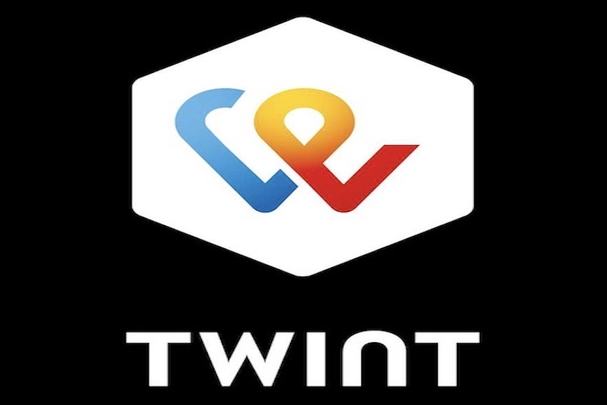 Das Logo von TWINT. Unter dem Logo steht: TWINT.