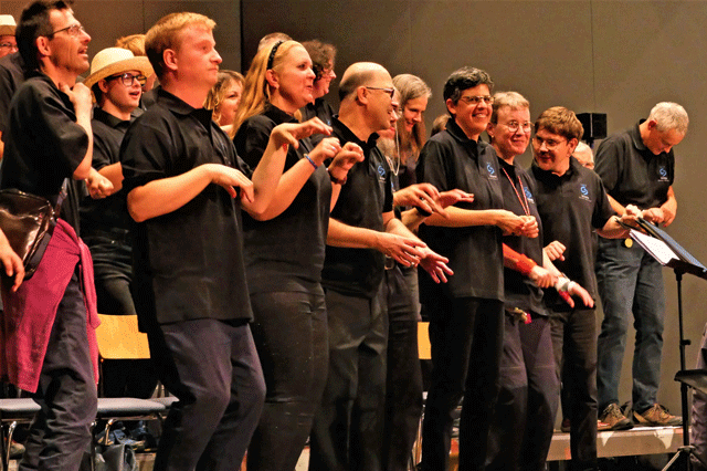 Der insieme Chor Z&uuml;rcher Oberland auf der B&uuml;hne. Bereit f&uuml;r das n&auml;chste Lied.