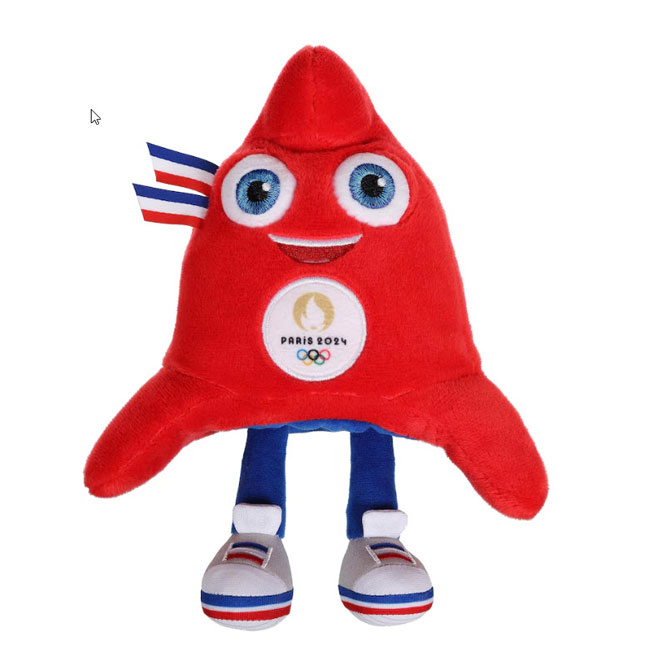 Das Maskottchen Phryge der Olympischen Spiele ist eine rote M&uuml;tze mit Augen und blauen Beinen, die F&uuml;sse stecken in weissen Turnschuhen.