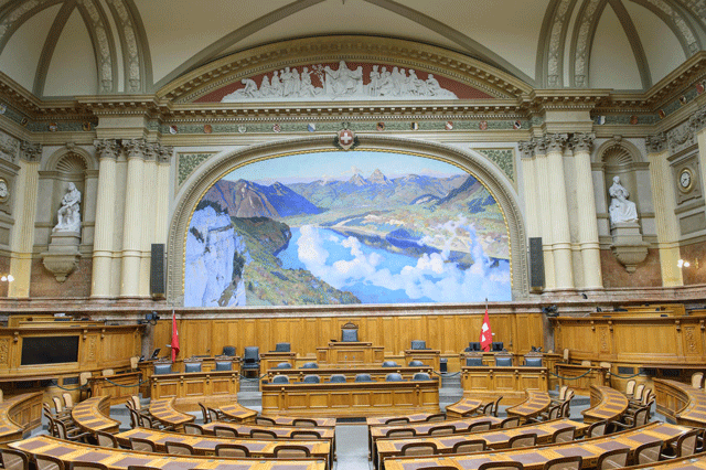 Der Nationalratssaal im Bundeshaus in Bern.